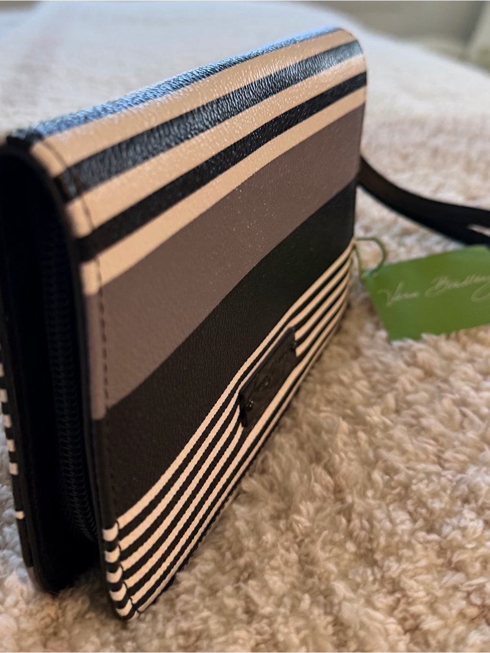 NWT Vera Bradley Midnight Stripe Zip-Around Wristlet Wallet